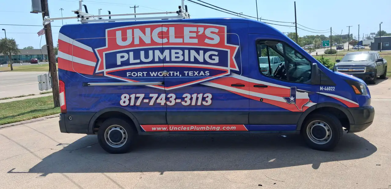 Uncle's Plumbing service van used across the DFW Metroplex
